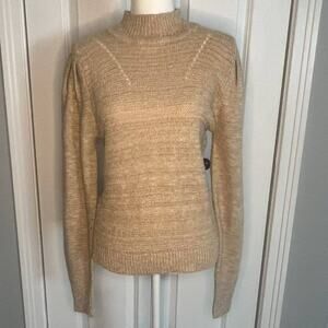 Lush Size Small Taupe NEW sweater long sleeve crew neck ribbed edges soft cozy